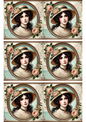 Wall Art Poster / Greeting Card / Sticker Sheet – Victorian Woman In Oval Collage Cat. No. 3179