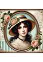 Wall Art Poster / Greeting Card / Sticker Sheet – Victorian Woman In Oval Full Cat. No. 3180