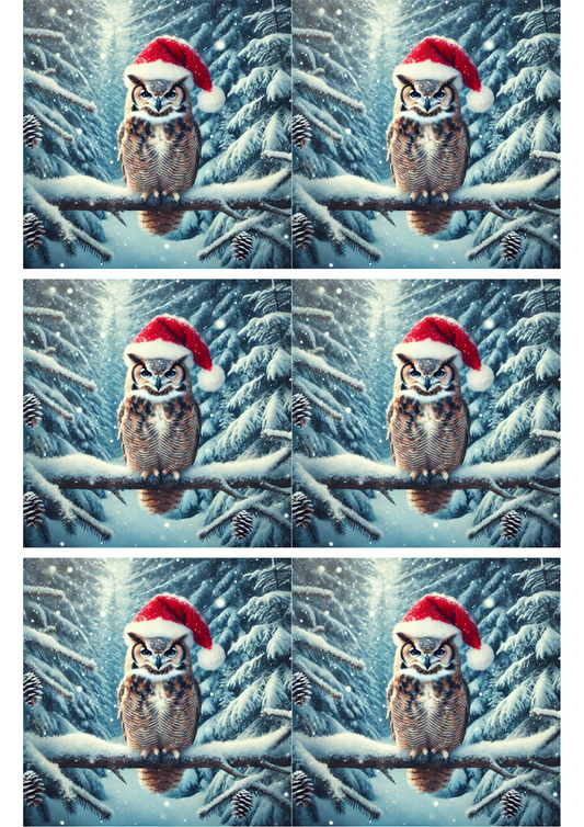 Sticker Sheet – Owl In Winter With Hat 2 Collage Cat. No. 2673