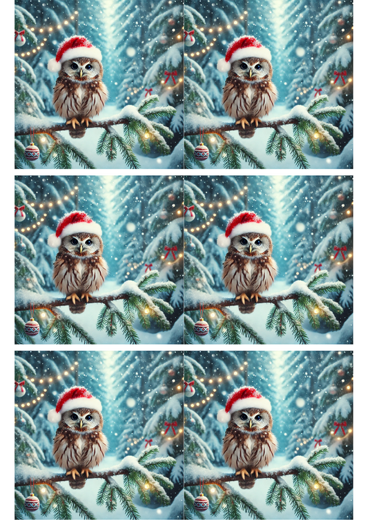 Sticker Sheet – Owl In Winter With Hat Collage Cat. No. 2671