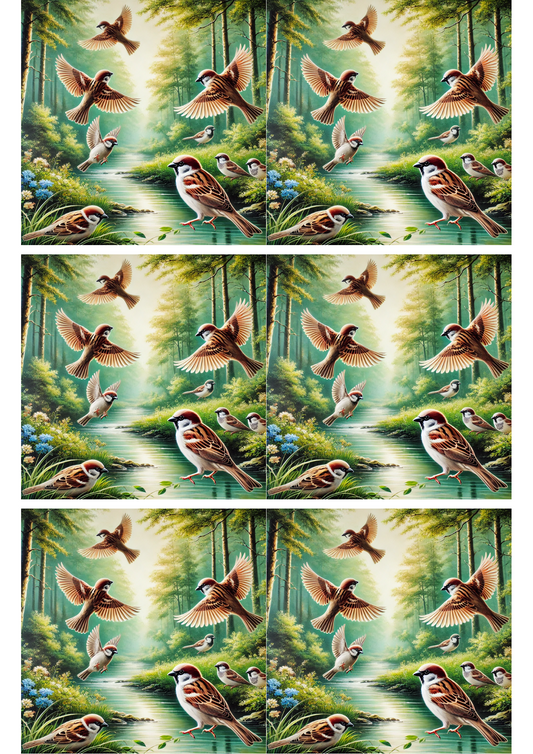 Sticker Sheet – Sparrows on the River Collage Cat. No. 2695