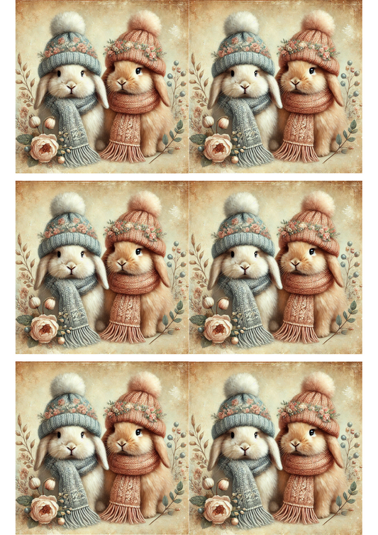 Sticker Sheet – Bunnies in Hats Shabby Chic 2 Collage Cat. No. 2933