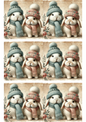 Wall Art Poster / Greeting Card / Sticker Sheet – Bunnies in Hats Shabby Chic Collage Cat. No. 2931