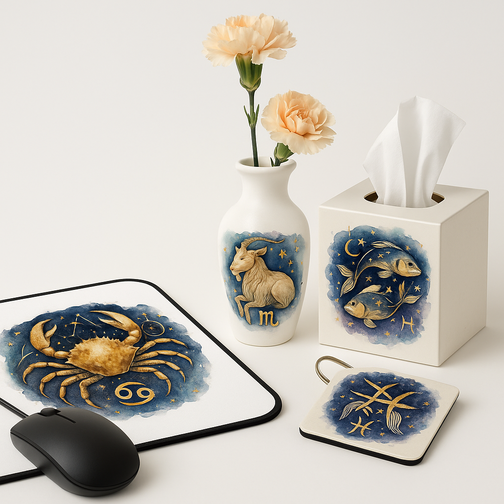 Watercolor Zodiac Signs Clipart Set: 48 PNG Designs with Transparent Background (Digital Download)