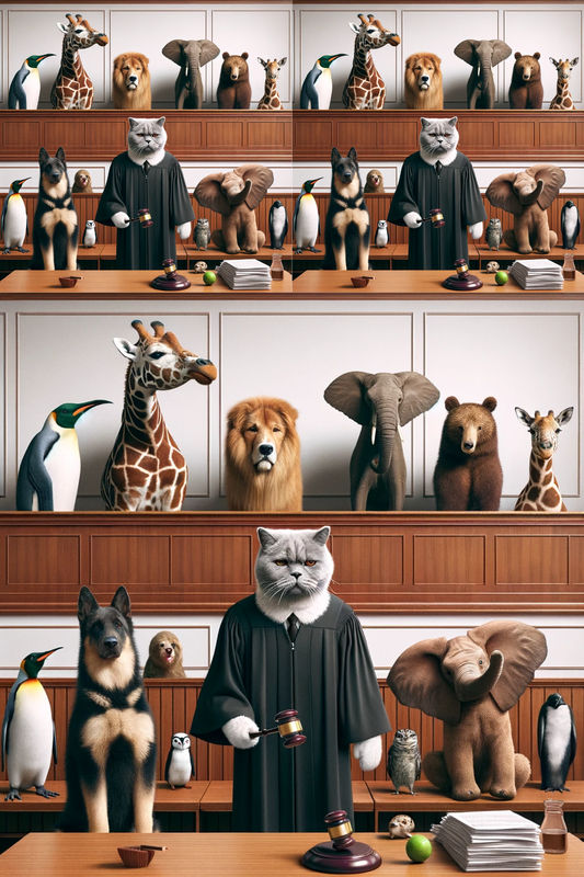 Sticker Sheet / Greeting Card – Animals In Court Cat. No. 8