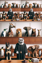 Sticker Sheet / Greeting Card – Animals In Court Cat. No. 8